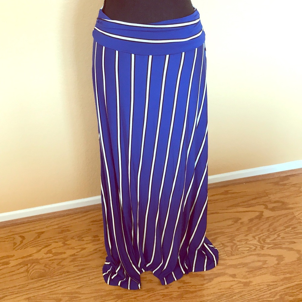 Blue Striped Full Length Skirt!